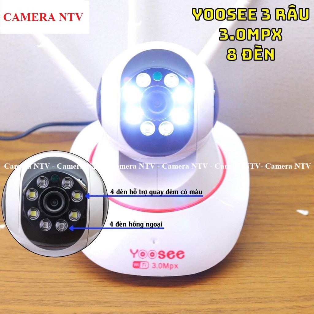 Camera Yoosee 3 râu 3.0MPX 11 led xoay 360 độ, hỗ trợ hiển thị Full HD, đàm thoại hai chiều, kèm thẻ nhớ 32Gb, hàng nhập khẩu