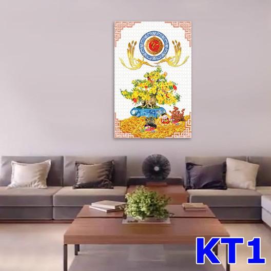 Tranh Kim Tiền, Thuận Buồm, Chim công, cành đào, cây mai ngày Tết