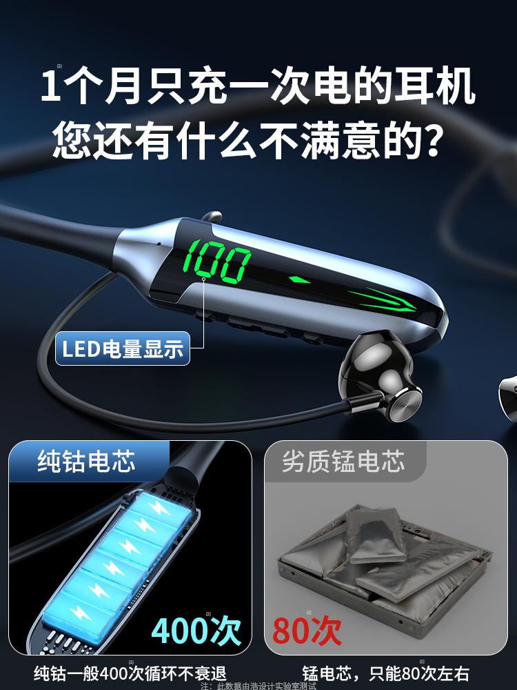 Kiểu tai nghe Bluetooth đeo cổ mới nhất với thời lượng pin dài và dung lượng pin lớn 100 giờ, âm trầm nặng, giảm tiếng ồn, chạy tốt, phù hợp với Apple và Huawei