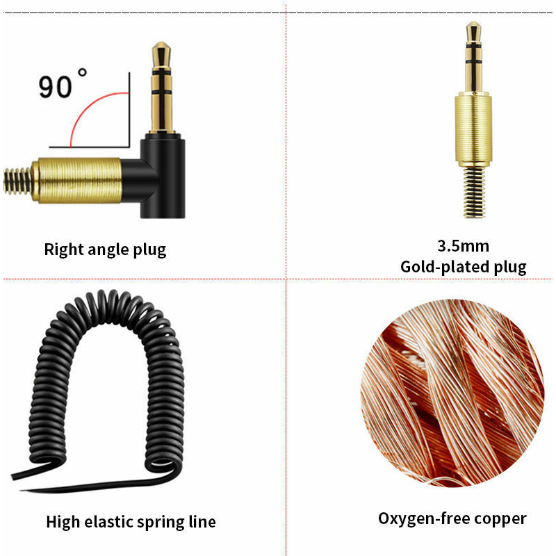 Dây Cáp Âm Thanh AUX 3.5mm Earldom ET-AUX23 Dài 1.8M Dây Xoắn Lò Xo - Hàng Nhập Khẩu (Màu Ngẫu Nhiên)