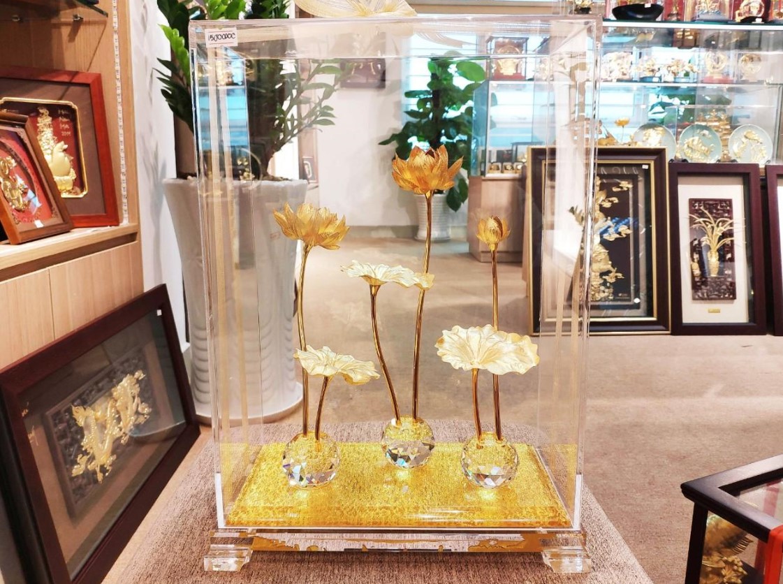 Hồ hoa sen dát vàng  MT Gold Art- - Hàng chính hãng, trang trí nhà cửa, phòng làm việc, quà tặng sếp, đối tác, khách hàng, tân gia, khai trương