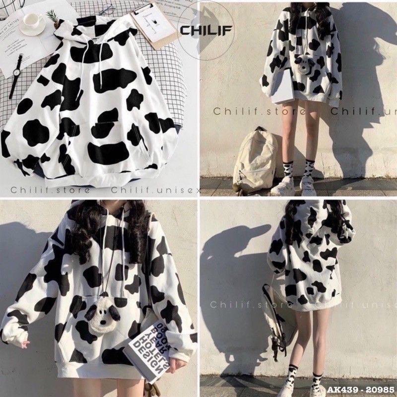 Áo Hoodie Nam Nữ Hoodie Bò Sữa Siêu Hot Nỉ Bông Dày Dặn Hàng QC Khoác BÒ SỮA HD