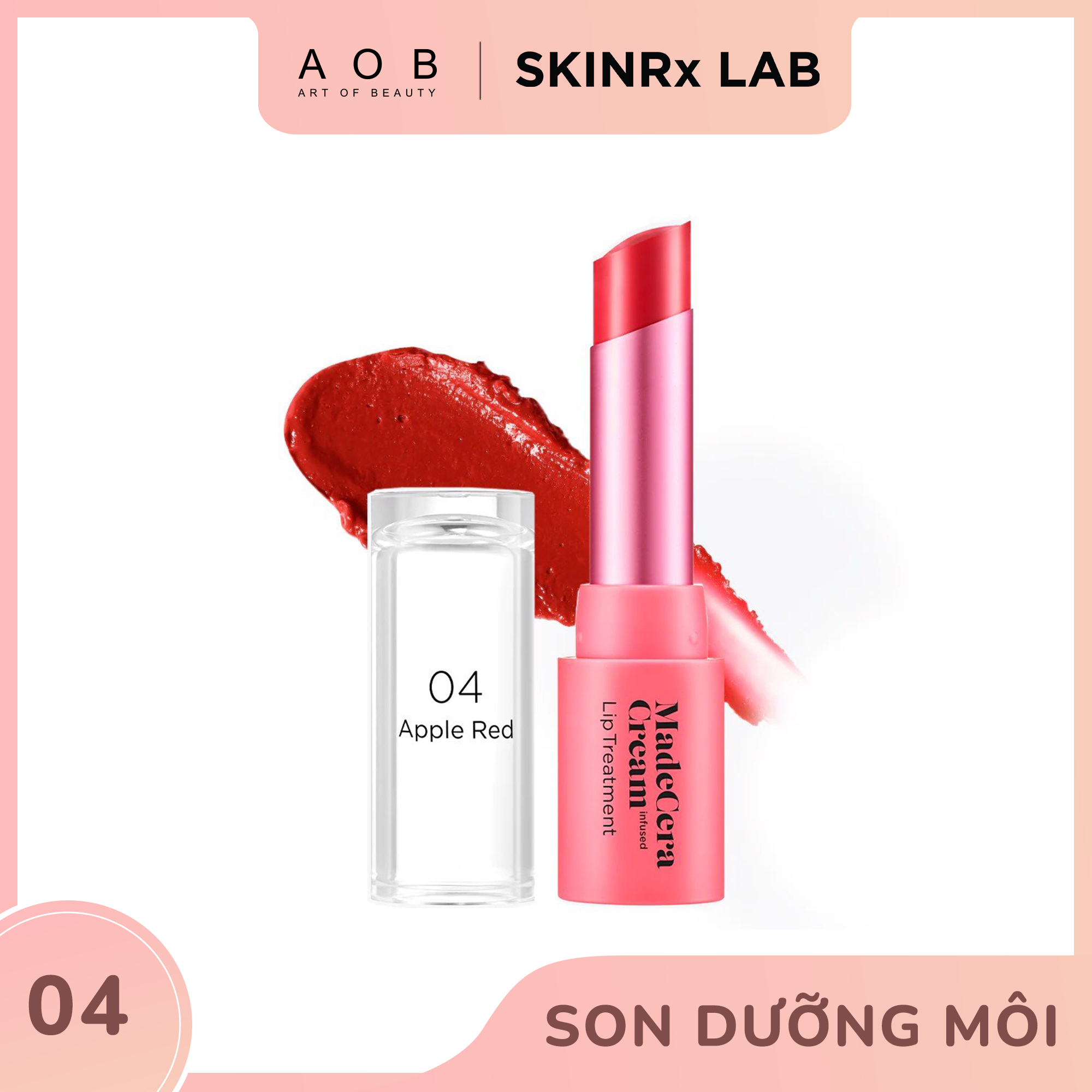 Son Dưỡng Làm Mềm Môi Skinrx Lab MadeCera Cream Lip Treatment 04 Apple Red - HSD: 12/01/2023