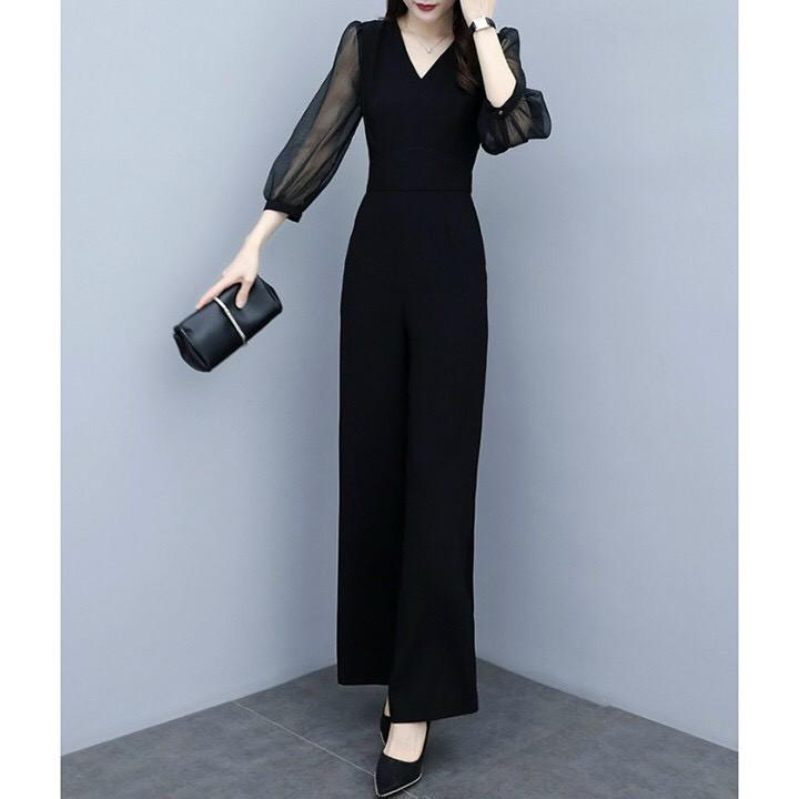 jumpsuit tay lưới thời trang sang trọng