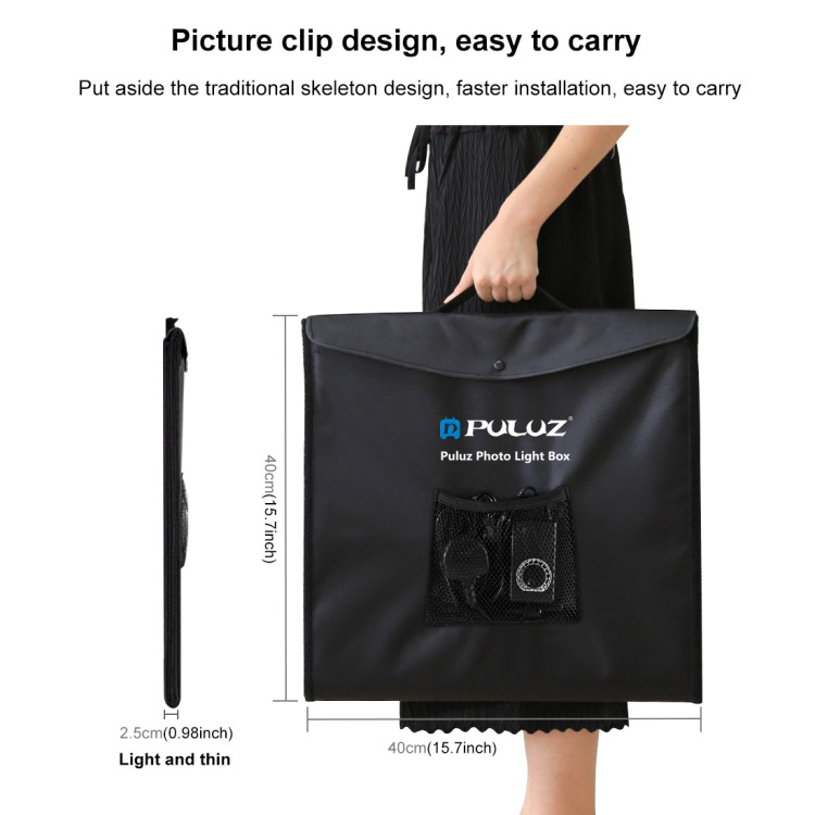 Hộp chụp sản phẩm studio chuyên nghiệp gấp gọn kèm đèn LED 40cm x 40 cm x 40cm Promax Puluz PU5040EU