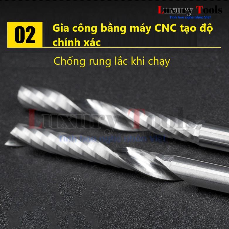 Mũi cắt CNC xoắn 1 me Φ4*22mm cao cấp Đài Loan , dao cnc ,mũi cnc,