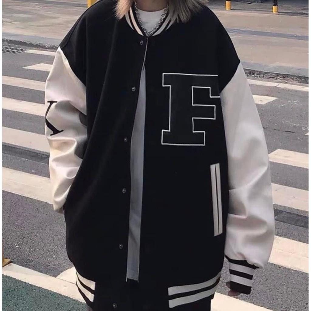 Áo khoác Bomber chữ F 2 lớp From rộng unisex oversize 1992 Clothing