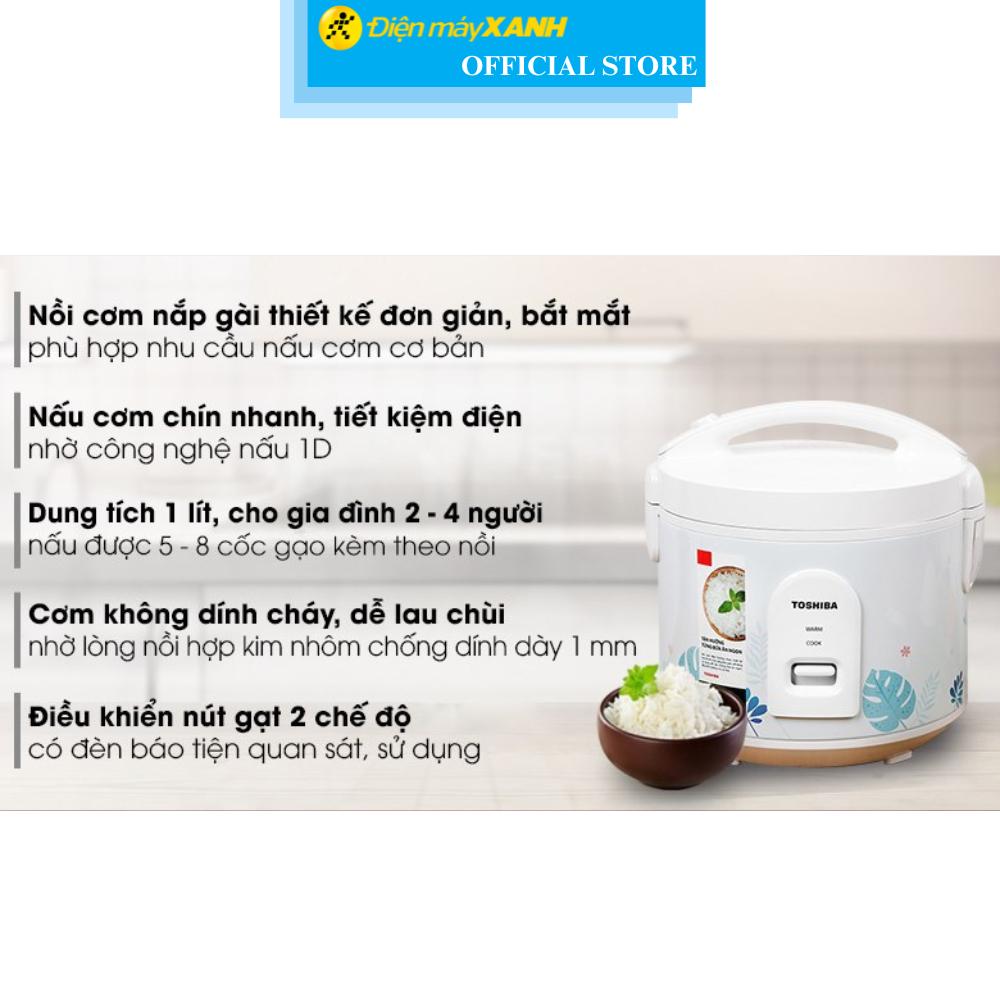 Nồi cơm nắp gài Toshiba 1 lít RC-10JH2PV(B) Hàng Chính Hãng