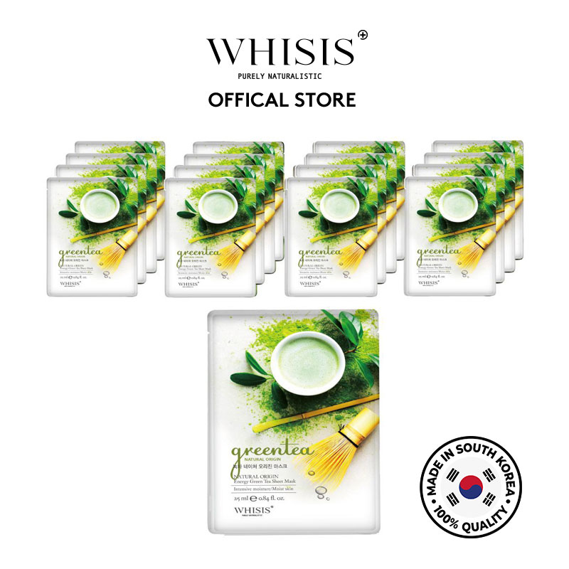 Combo 10 Mặt nạ trà xanh Whisis Nature Origin Energy Green tea Sheet Mask