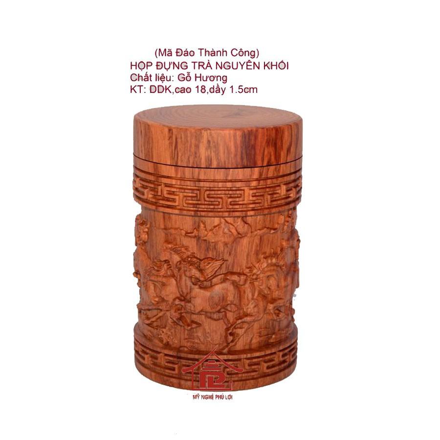 Hộp đựng trà nguyên khối trạm gỗ hương