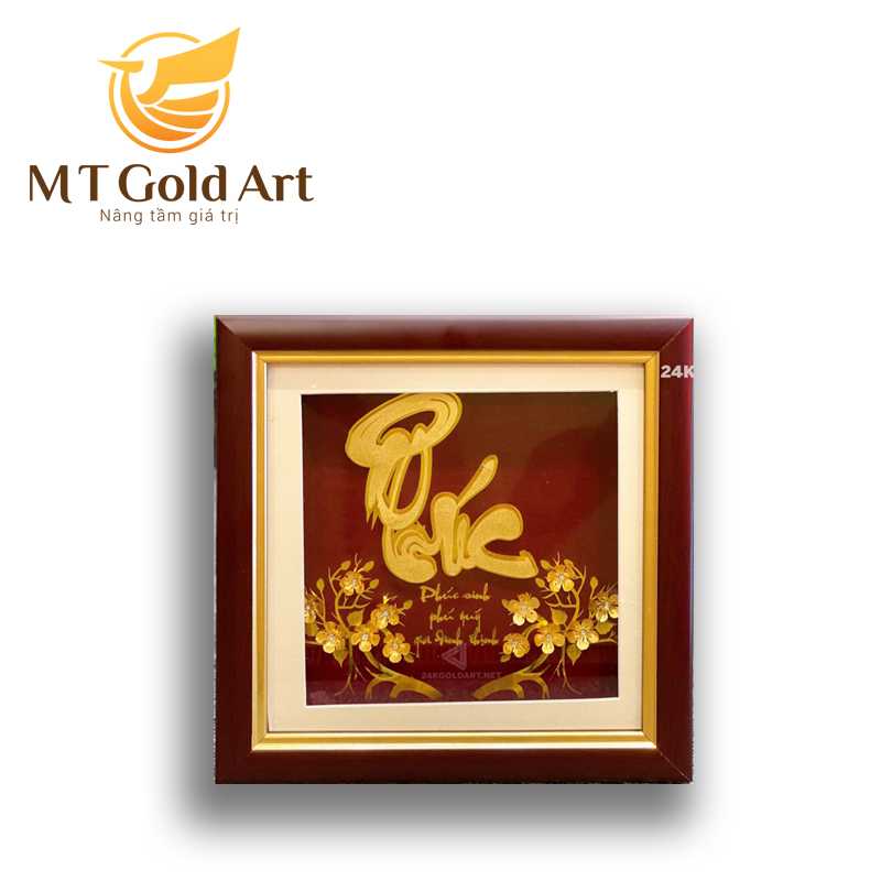 Tranh chữ Phúc dát vàng (20x20cm) MT Gold Art- Hàng chính hãng, trang trí nhà cửa, phòng làm việc, quà tặng sếp, đối tác, khách hàng, tân gia, khai trương 