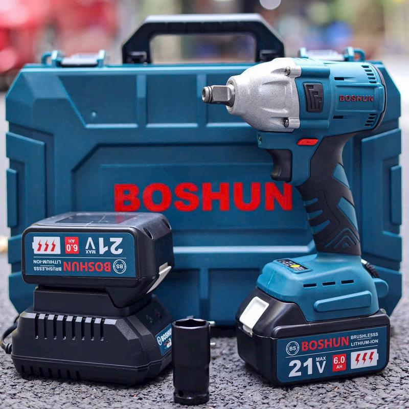 Bộ máy Siết bulong BOSHUN- Đông cơ không chổi than -lực xiết 330N,m - chân pin phổ thông - bảo hành 6 tháng