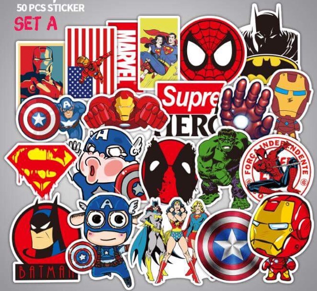 Sticker Siêu Anh Hùng Marvel set 30 ảnh