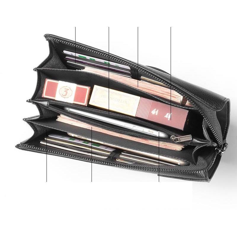 VÍ clutch Nam nữ Bllerry dây kéo đôi có dây móc tay