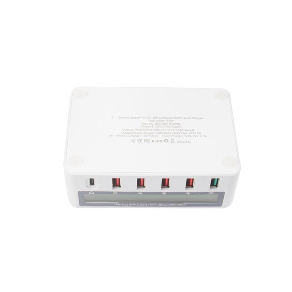 Thiết bị sạc không dây USB Qi đa chức năng Màn hình LCD 10W Sạc nhanh 3.0