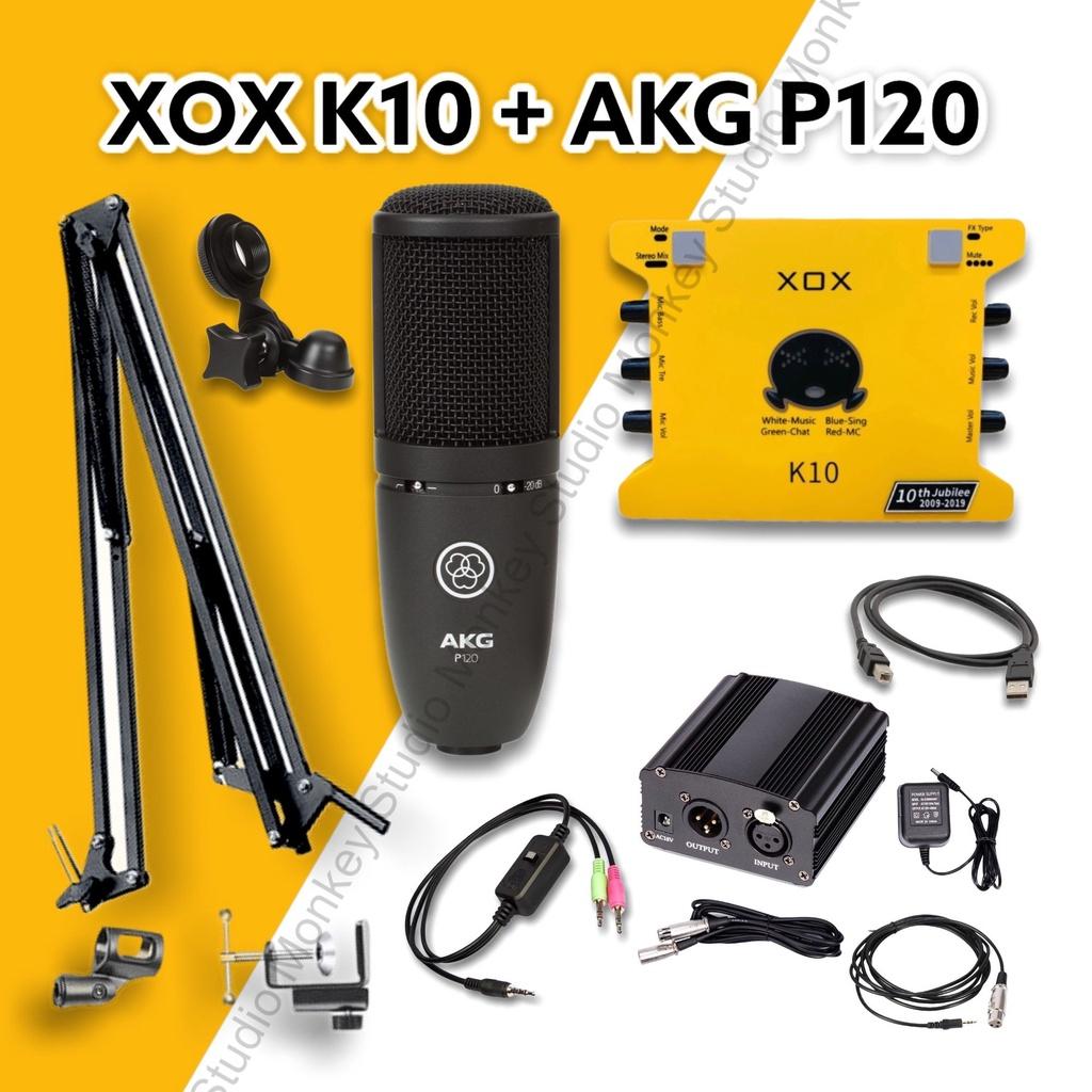 Bộ Mic Hát Livestream Soundcard XOX K10 2020 &amp; Mic AKG P120 Âm Thanh Cực Kỳ Sống Động - Hàng Chính Hãng