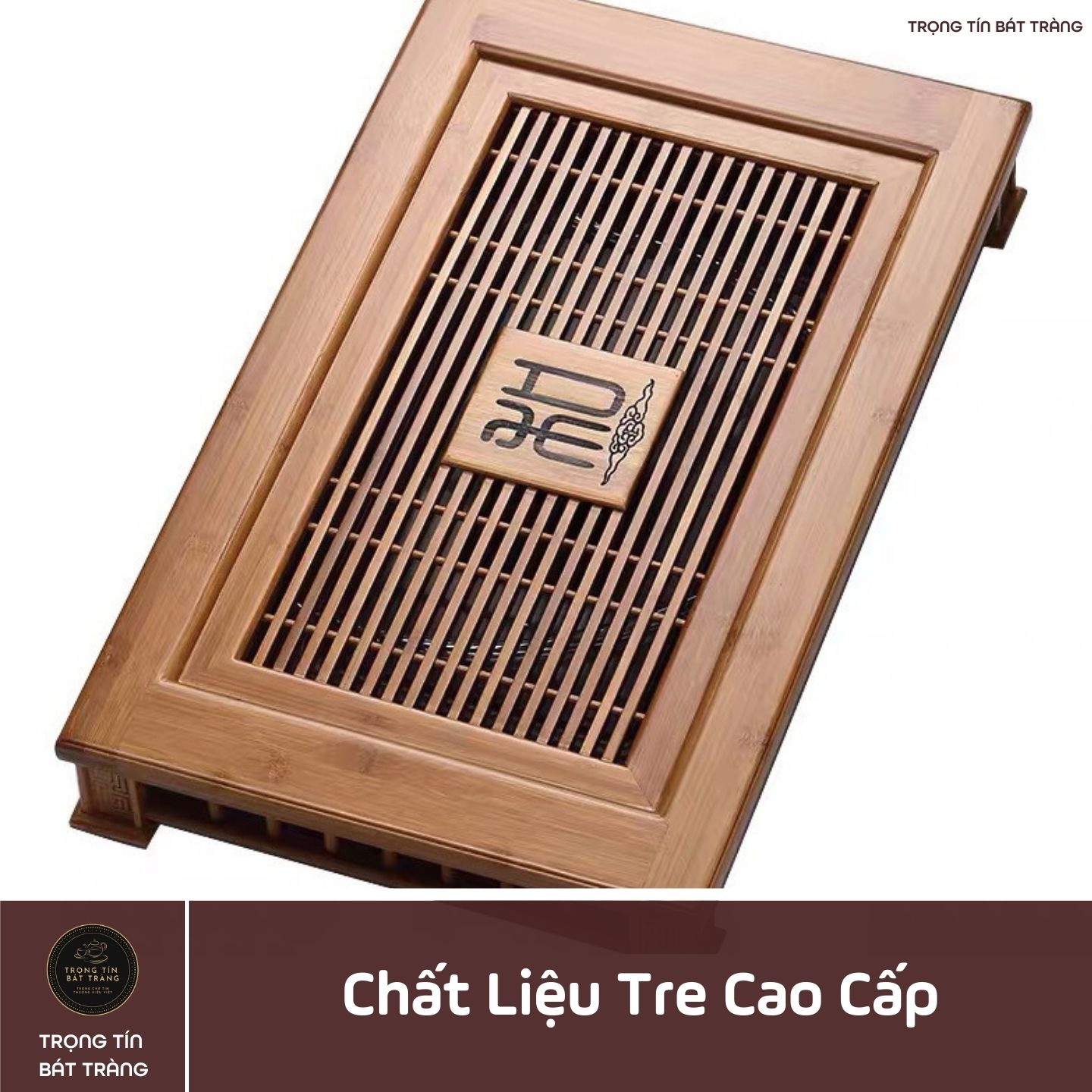 KT 34 Khay Trà Tre Cao Cấp Chữ Nhật Kích Thước 58*35*8