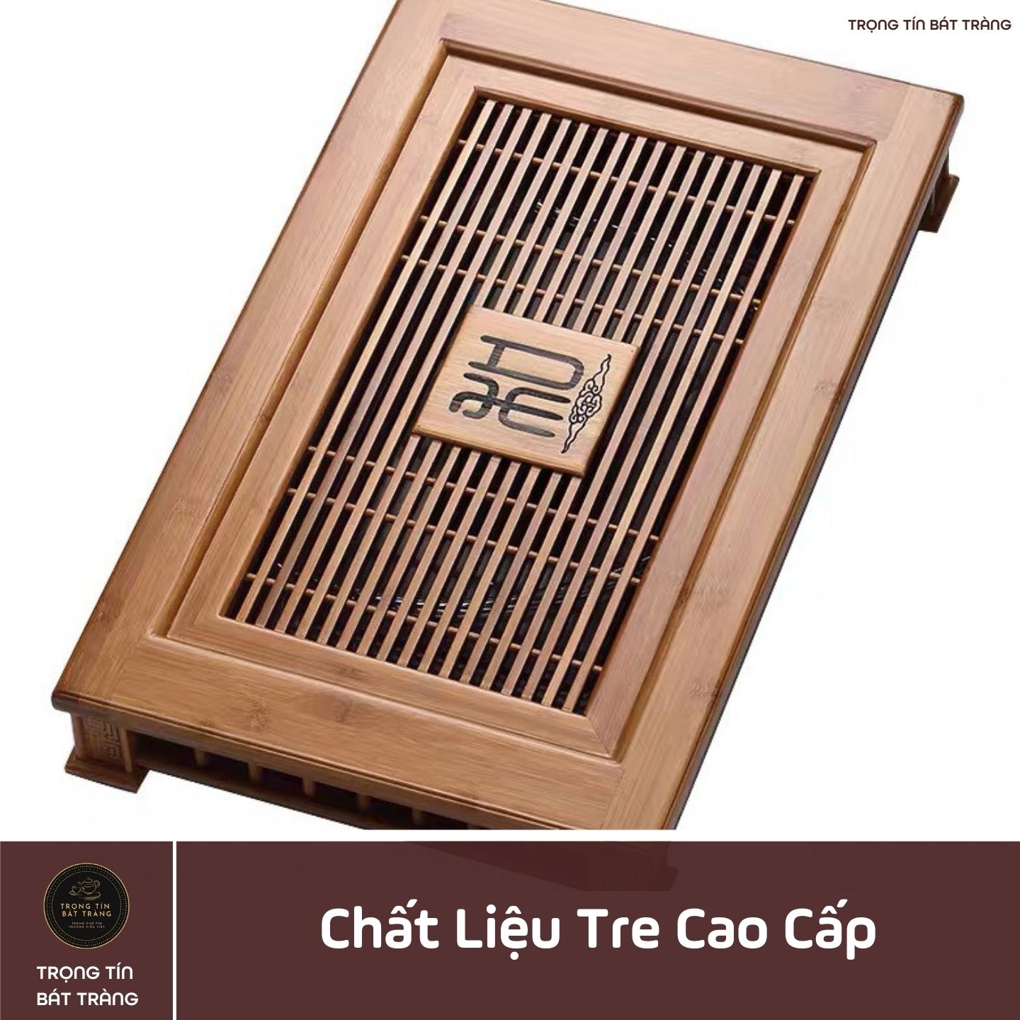 KT 34 Khay Trà Tre Cao Cấp  Chữ Nhật Kích Thước 58*35*8