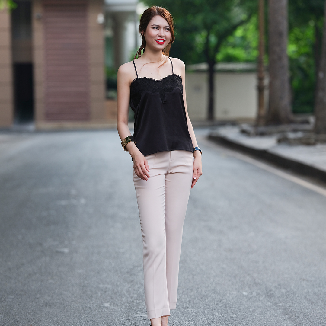 Áo Hai Dây Áo Nữ Trẻ Trung Thời trang thiết kế Hity TOP131 Phối Ren