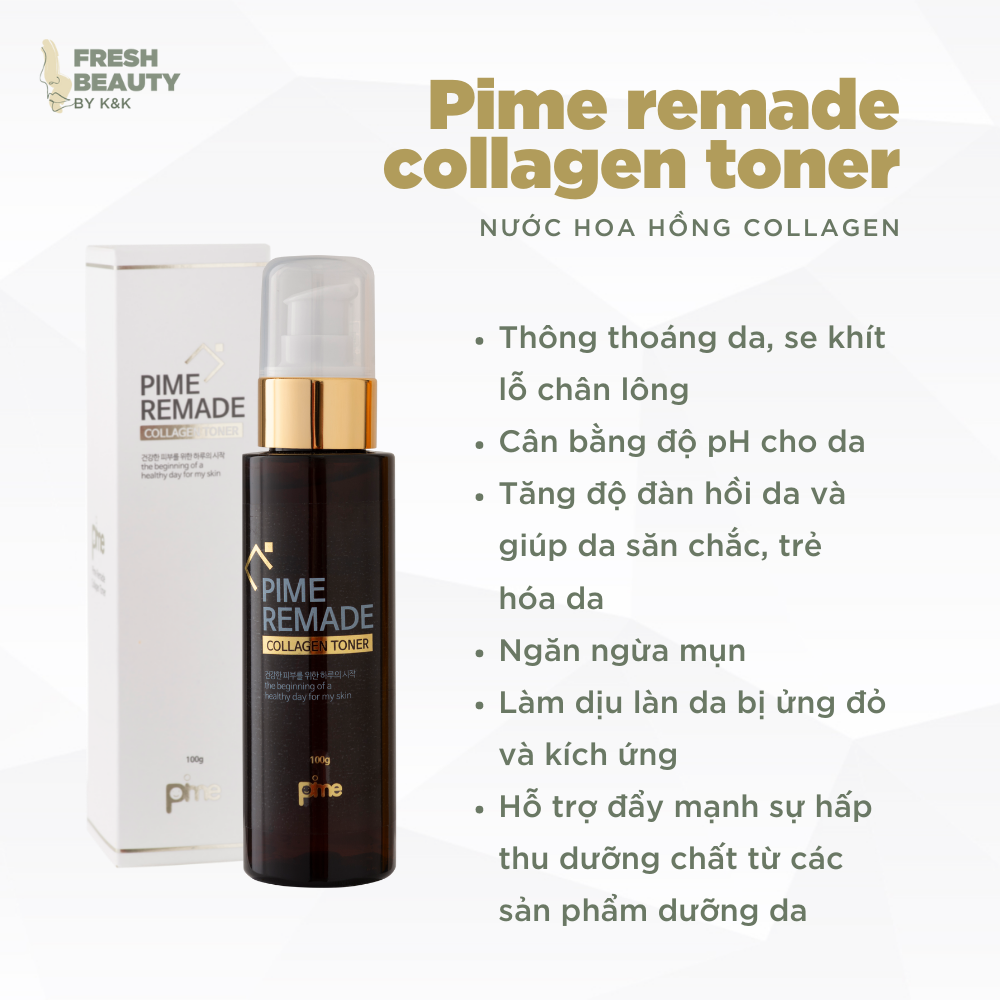 Nước hoa hồng Pime Remade Collagen Toner 100g tái tạo, làm sáng da, giảm mụn