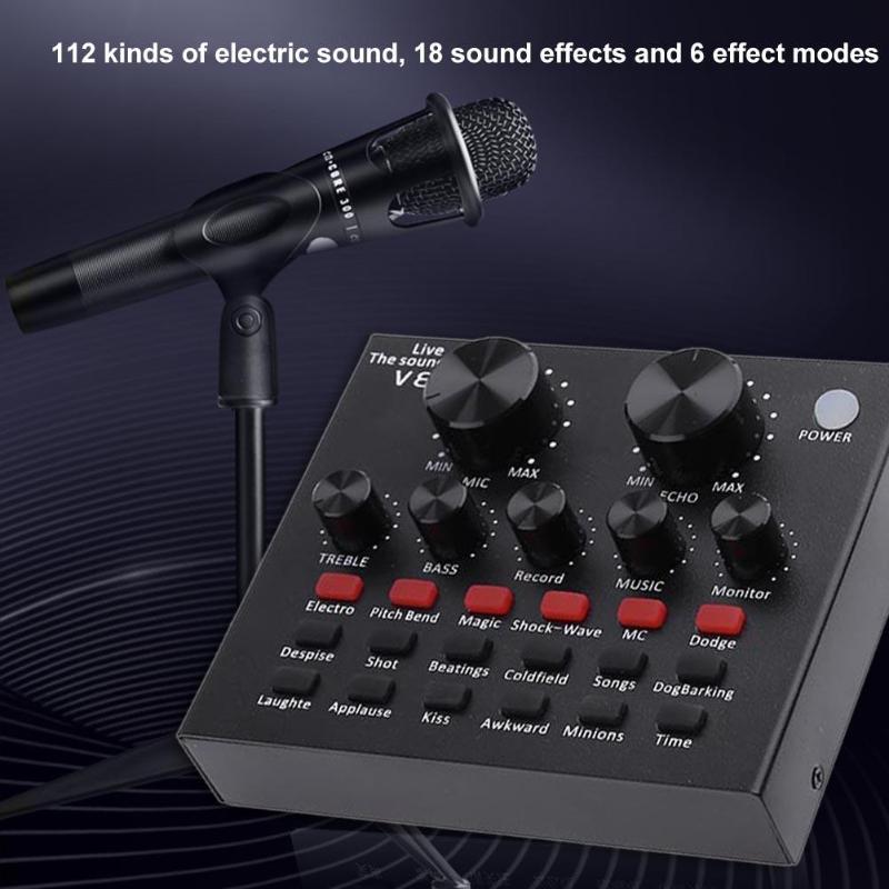 V8 Sound Card Mixer Audio Interface External Streaming USB Headset Microphone Broadcast Sound Card Mixer For Computer PC