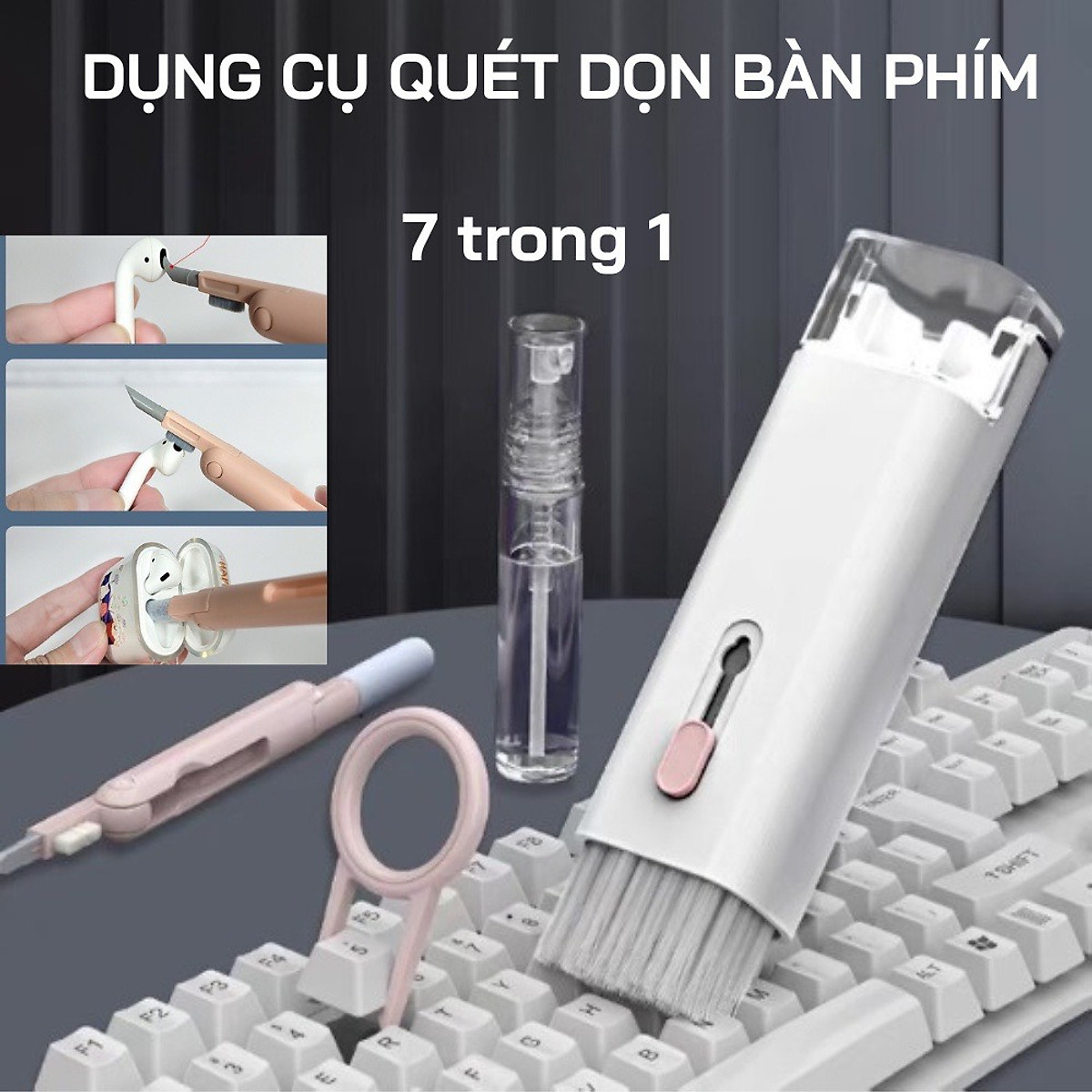 Bộ Vệ Sinh Laptop Đa Năng 7 in 1 Cao Cấp Vệ Sinh Tai Nghe, Bàn Phím, Điện Thoại, Máy Tính, Màn Hình, Máy ảnh - hàng chính hãng