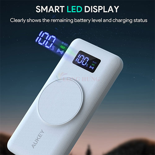 Sạc dự phòng kiêm sạc không dây Aukey Basix MagAir 22.5W QC 3.0 10000 mAh PB-WL02i - Hàng chính hãng