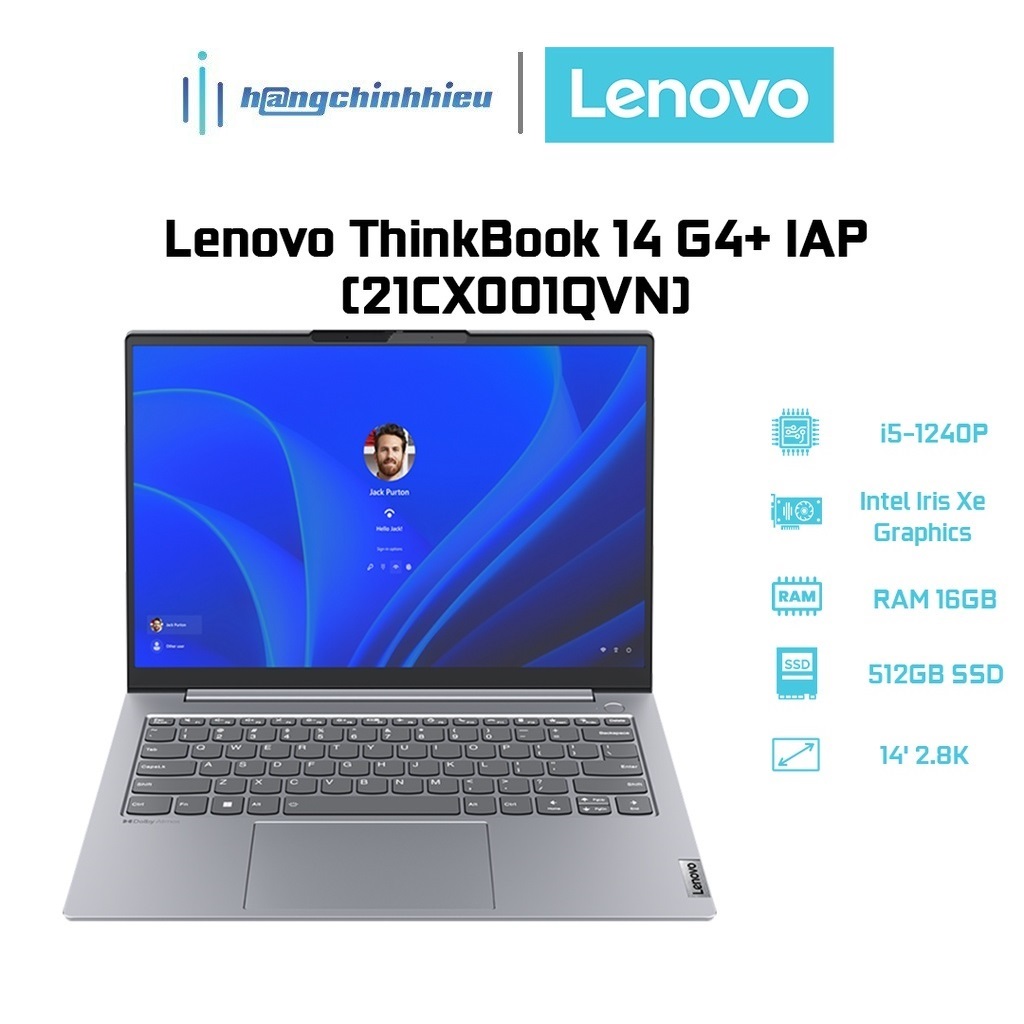 Laptop Lenovo ThinkBook 14 G4+ IAP 21CX001QVN (i5-1240P | 16GB | 512GB | Intel Iris Xe Graphics | 14' 2.8K) Hàng chính hãng