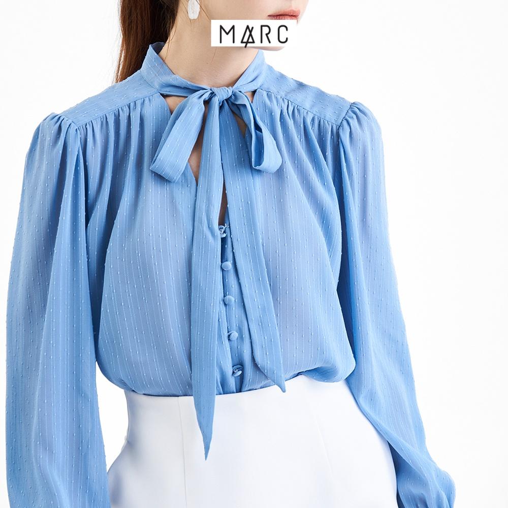 Áo kiểu sơ mi nữ MARC FASHION tay dài cổ tim cột nơ FANT092622