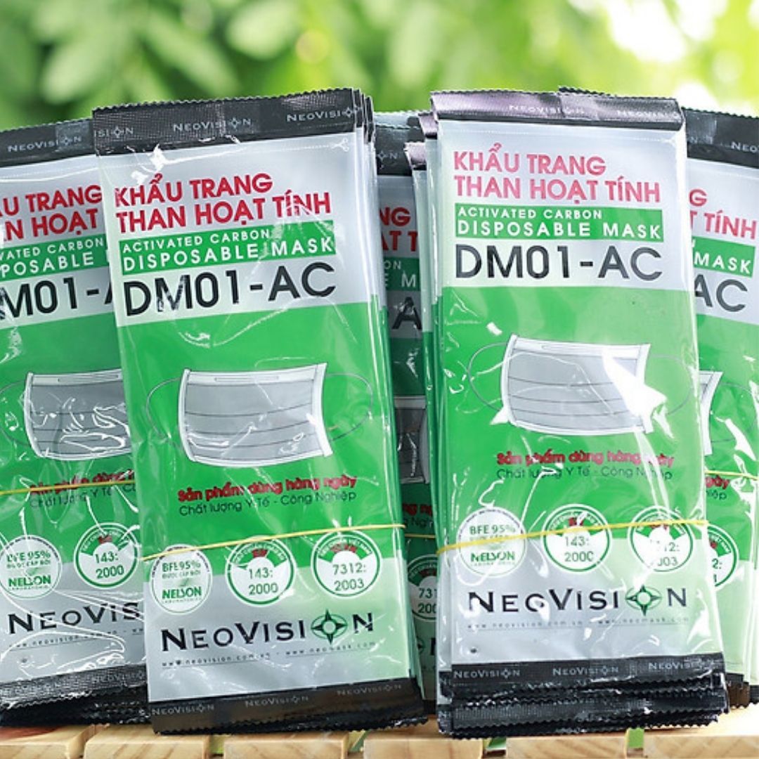 Combo 50 Khẩu trang than hoạt tính DM01-AC đạt chuẩn lọc khuẩn Nelson (Hoa Kỳ)