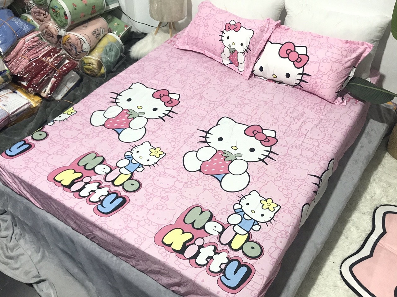 SÉT GA GỐI COTTON POLY(1GA CHUN +2VỎ GỐI NẰM) - GX07