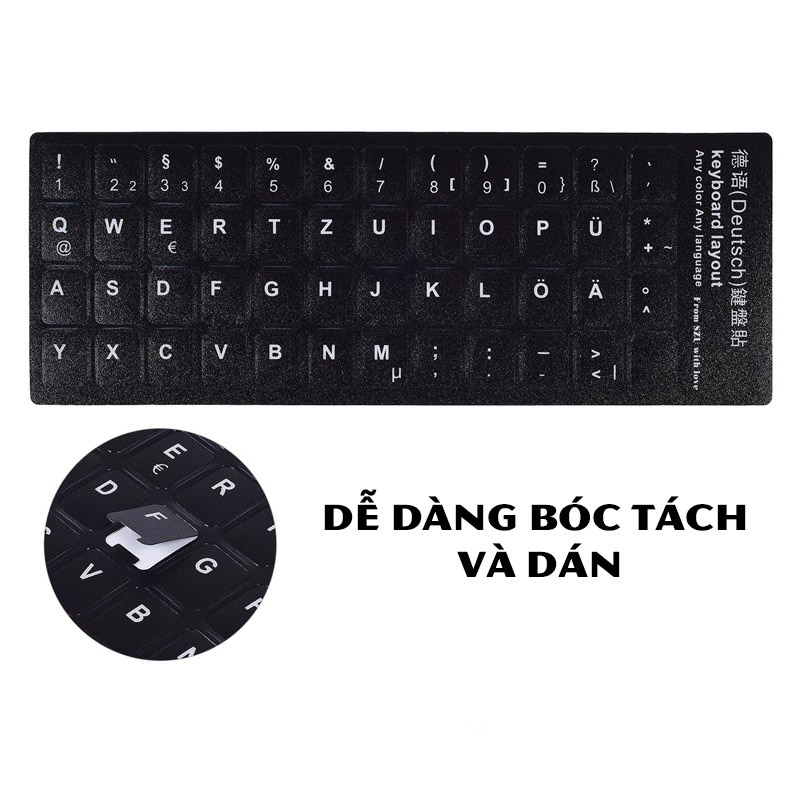 Miếng dán bàn phím tiếng Đức - German Keyboard Stickers (Duetsch)