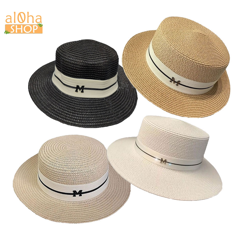 Nón cói vành nhỏ - mũ cói chữ M dáng vuông chống nắng, đi biển - al0ha Shop