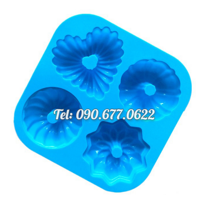 Khuôn silicone làm bánh, rau câu, khuôn trung thu, socola 4 hình hoa kiểu – Mã số 1382