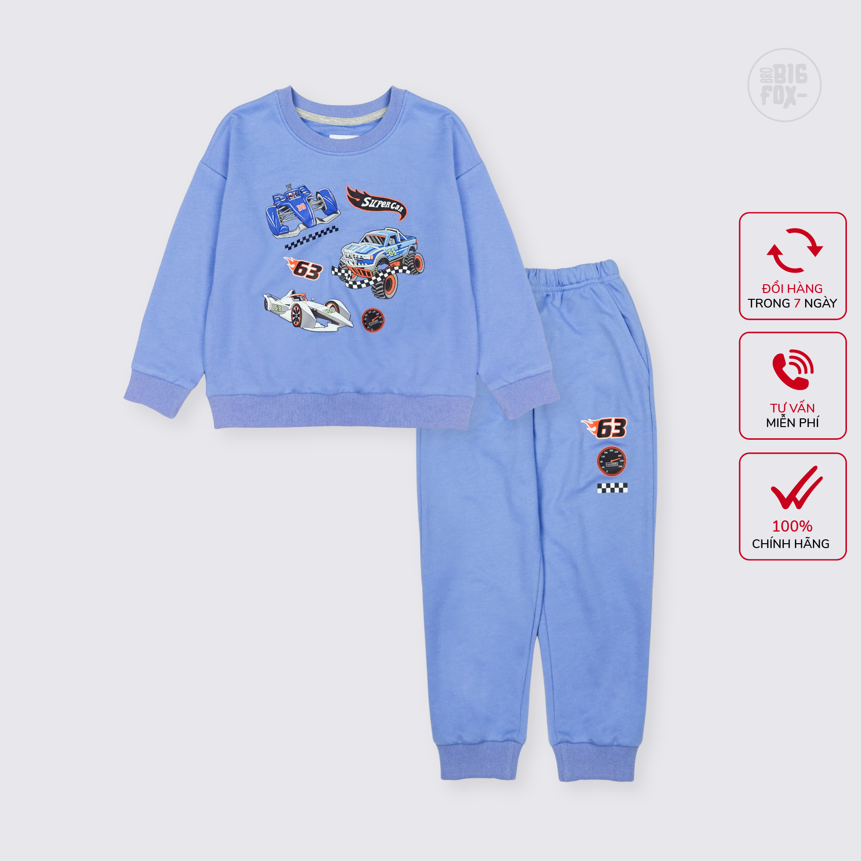 Bộ nỉ bé trai Bigfox Miss Meow size đại áo dài tay quần jogger bo gấu mặc nhà mùa thu đông 3-11 tuổi