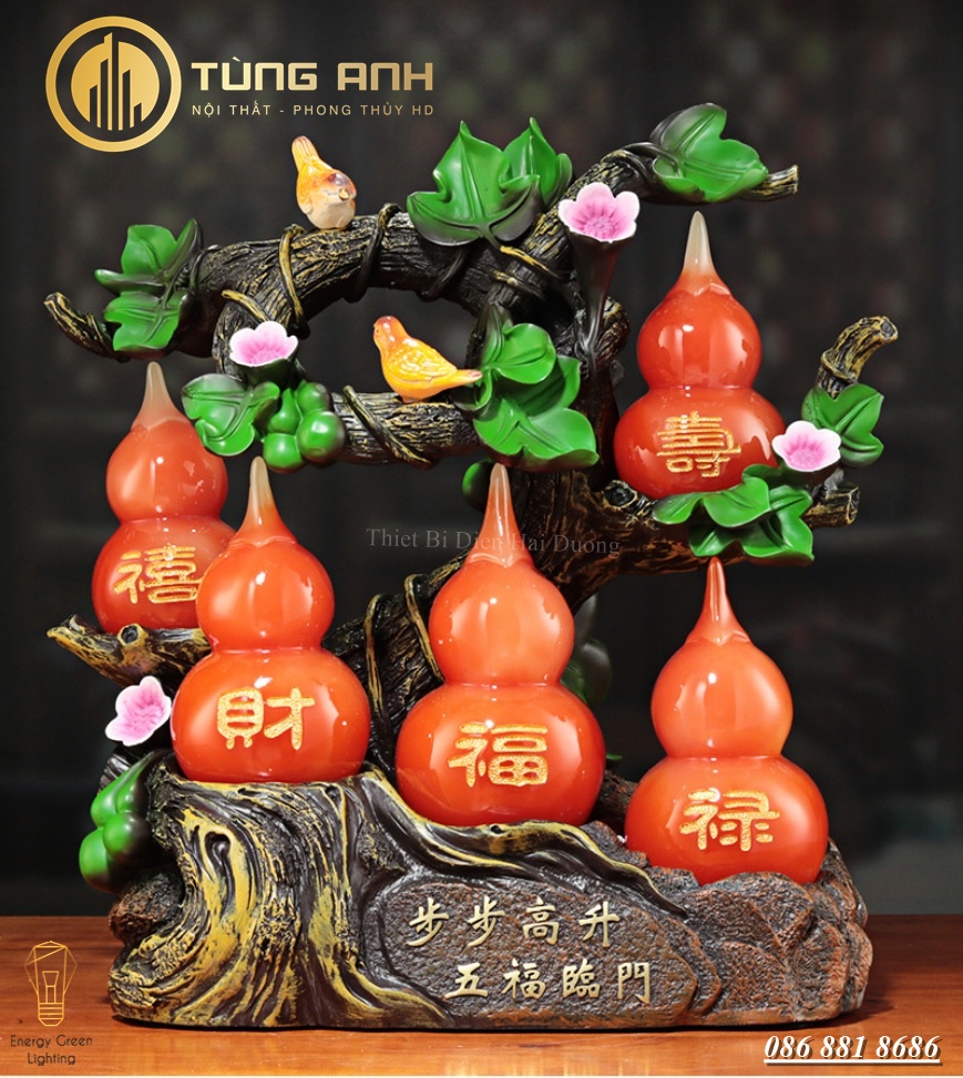Hồ Lô Phong Thủy Cao 43cm - Ba Màu Sắc Trang Nhã - Vật Phẩm Hút Tài Lộc - Trang Trí Phòng Khách - Làm Món Quà Tân Gia