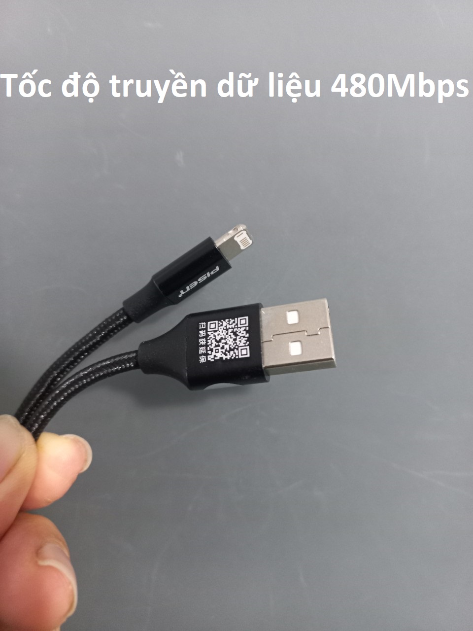 Cáp sạc và dữ liệu usb-ip 2.4A dây dù bện siêu bền Pisen LS-AL09 (1.2m) _ Hàng chính hãng