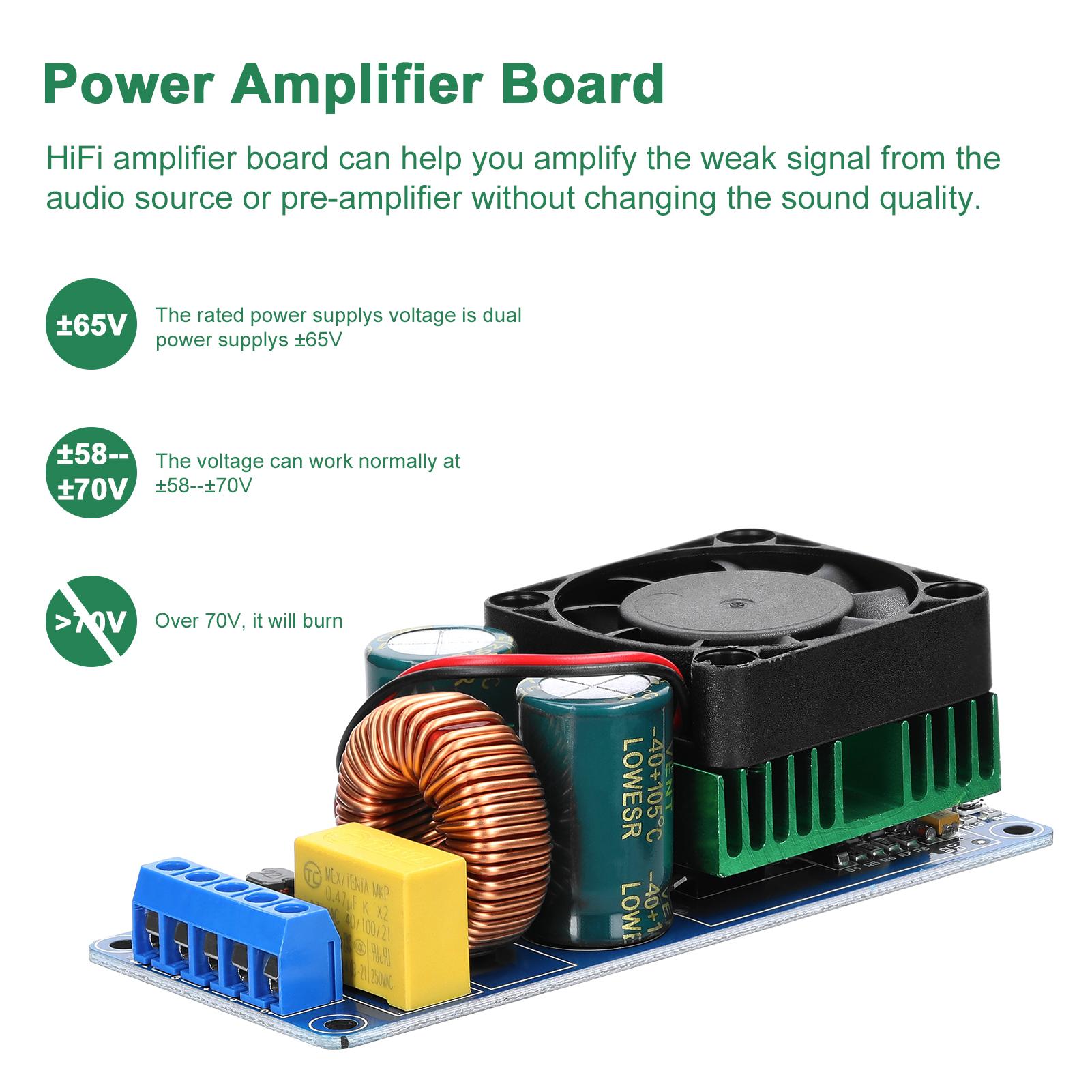 500W IRS2092S Digital Power Amplifier Board Mono Channel Class D HiFi Power Amp Board Module with Cooling Fan