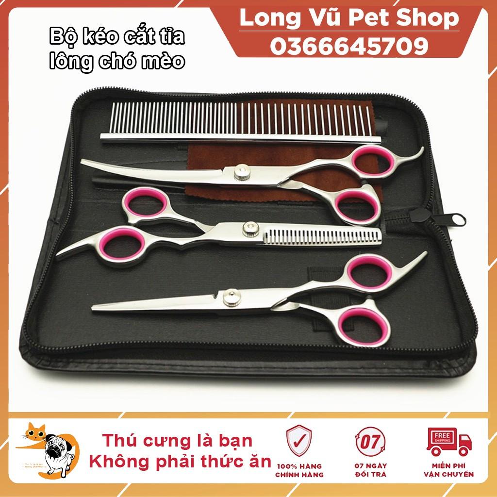 Bộ 3 kéo và lược cắt tỉa lông cho chó mèo