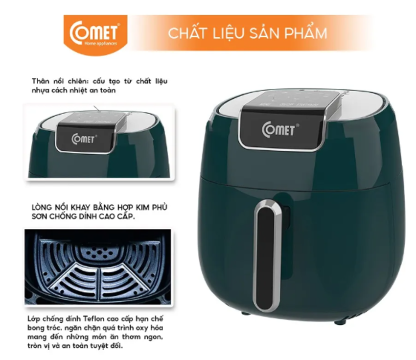 Nồi chiên không dầu điện tử Comet CM6858 - Hàng chính hãng