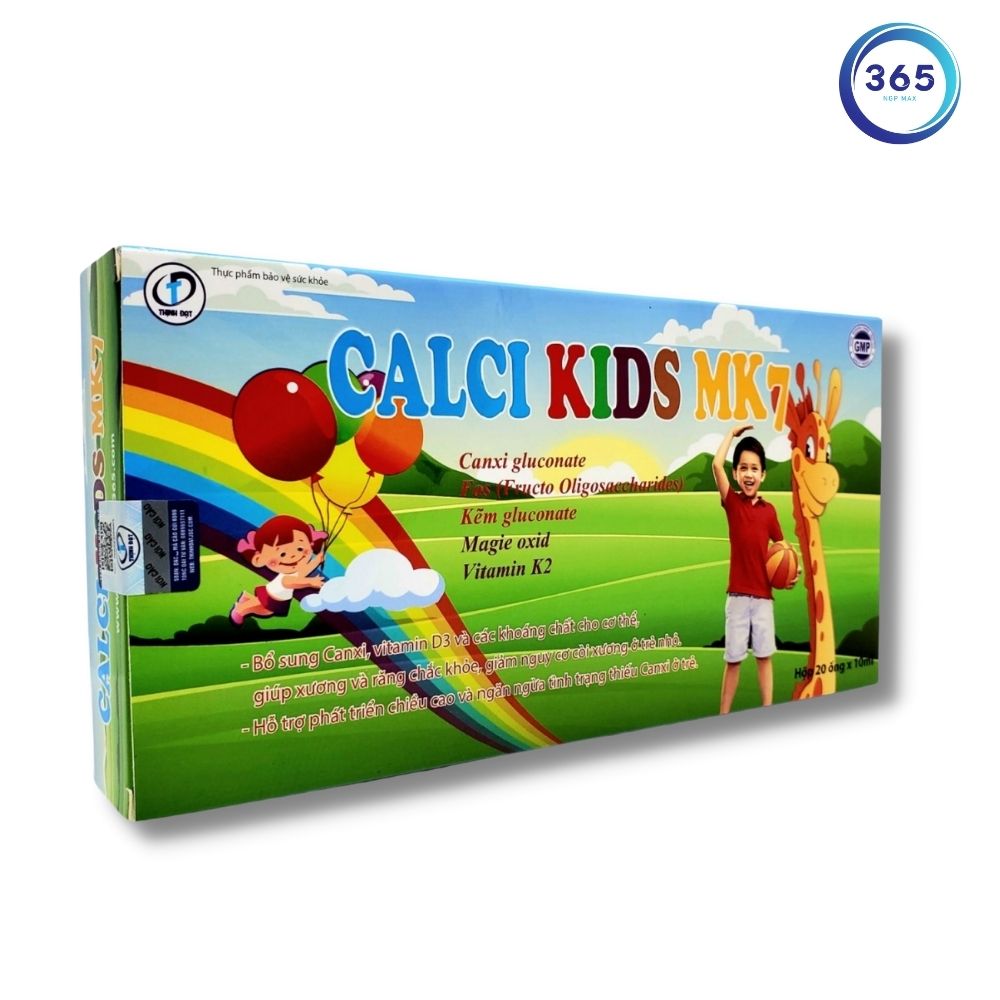 CALCI KIDS MK7 - Bổ sung Canxi, bổ sung Vitamin và các khoáng chất cho cơ thể (Hộp 20 ống x 20 ml)