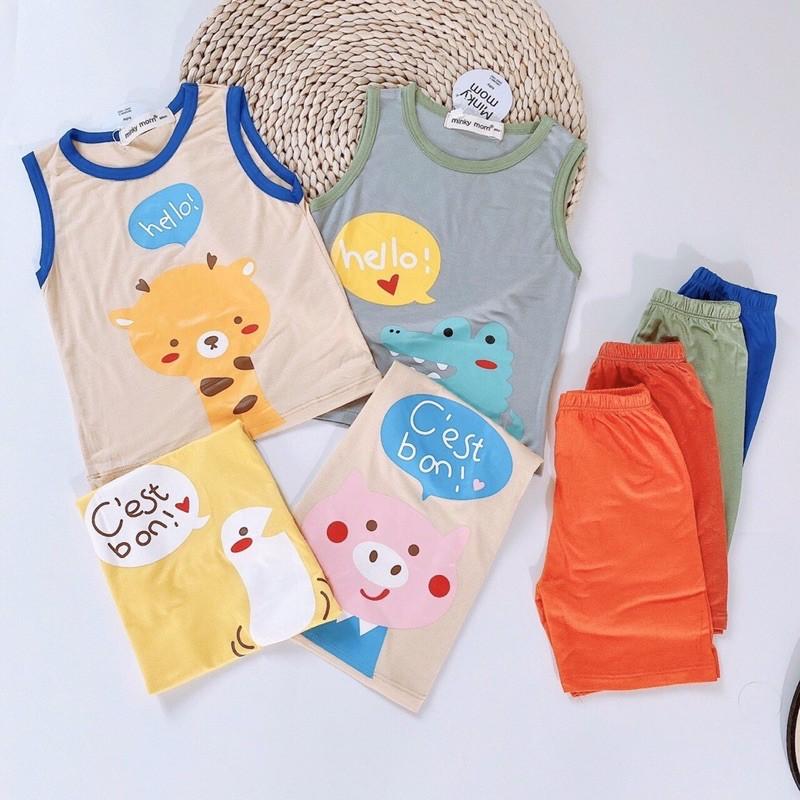 Bộ Ba Lỗ Sát Nách Minky Mom Thun Lạnh In Hoạ Tiết