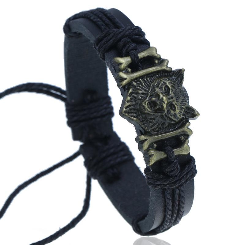 Vòng Tay Da Đầu Sói Cá Tính Unisex