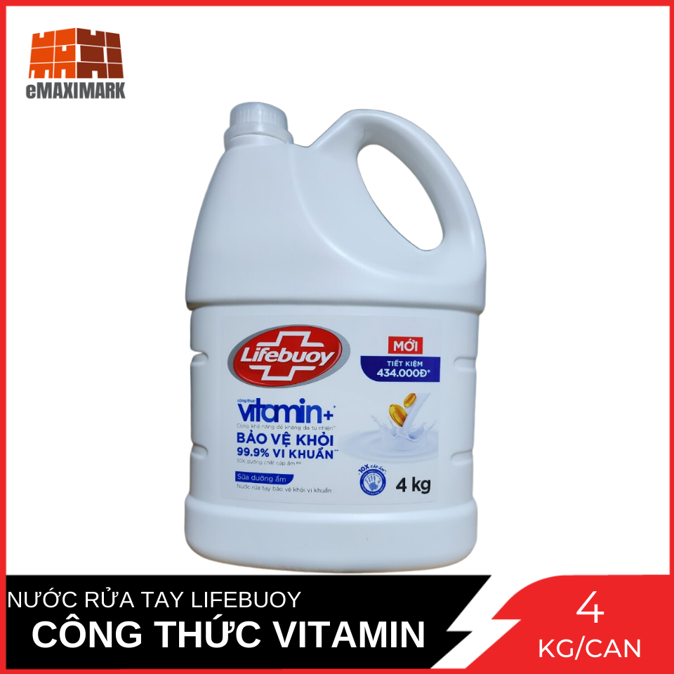 Nước Rửa Tay Lifebuoy Bạc Bảo Vệ Công Thức Vitamin Can 4L