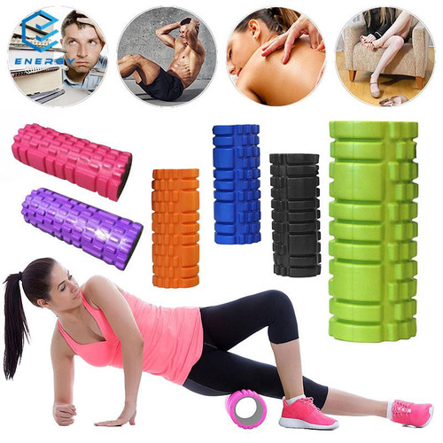 Con lăn Yoga Massage Foarm Roller, ống trụ lăn xốp gai dẹt 33 x 14cm giãn cơ có gai roam rollet cao cấp chịu lực cao