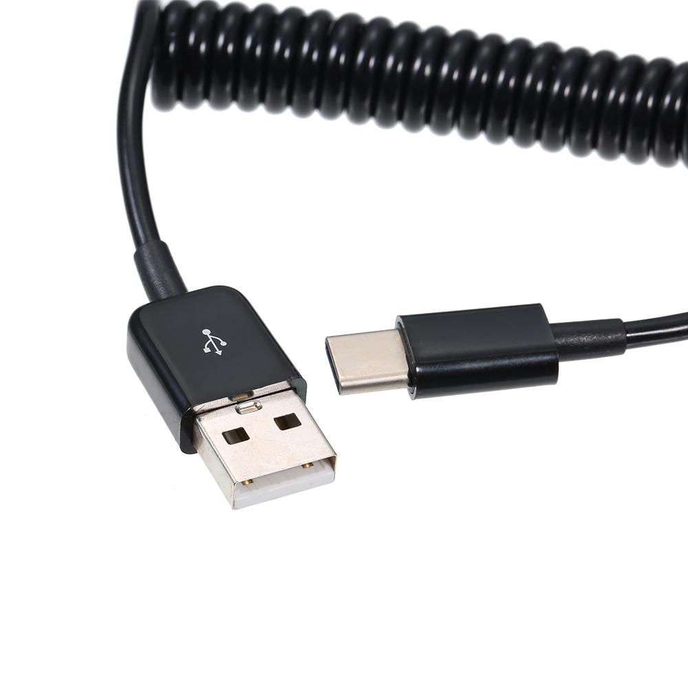 USB Type-C Stretchable Spring Rope Cable Charger Cable Data Transmission Replacement for Xiaomi Samsung Huawei
