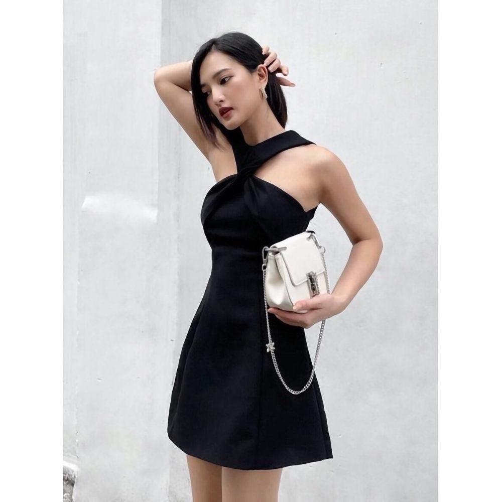 Đầm xòe thiết kế cổ xoắn dễ thương chất liệu cotton lạnh cao cấp phù hợp dự tiệc, đi chơi, dạo phố MN176