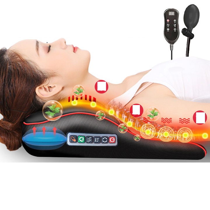 Gối Massage Hồng Ngoại 16 Bi Bản Nâng Cấp, Mát Xa Vai, Cổ, Gáy, Cột Sống Lưng Đa Năng - Pin Sạc An Toàn + Bọc Da Cao Cấp