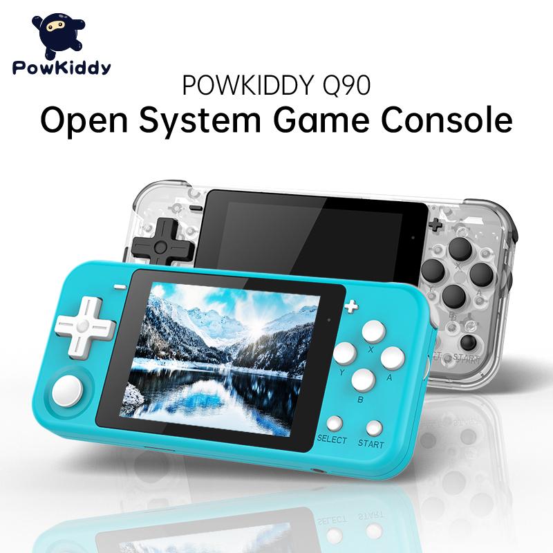Powkiddy Q90 Handheld Console 3 inch màn hình IPS Trò chơi hệ thống mở đôi bảng điều khiển 16 mô phỏng Retro PS1 Kids quà tặng 3D Trò chơi mới