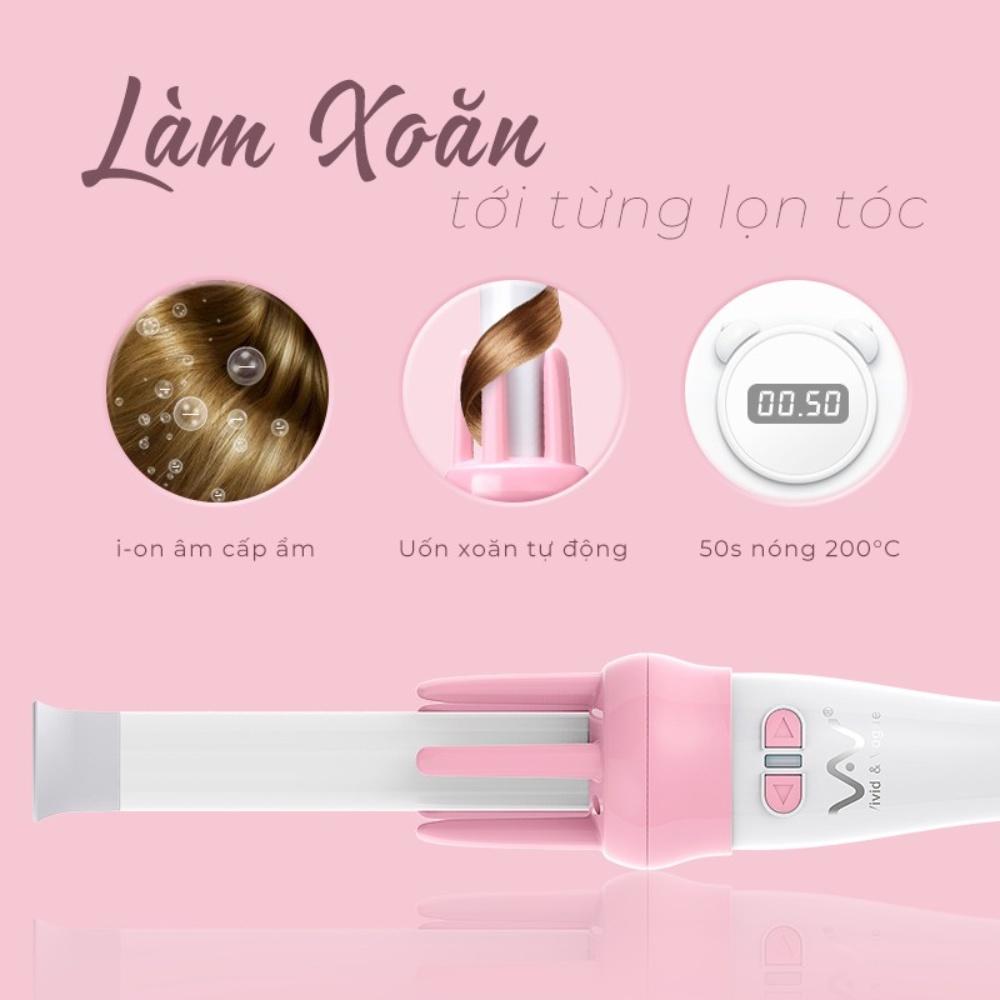 Máy uốn tóc làm xoăn tự động 360 độ VIVID & VOGUA, máy tạo kiểu tóc gợn sóng đa năng chuyện nghiệp, bảo hành 12 tháng